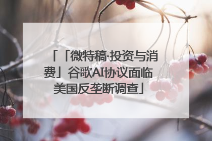 「微特稿·投资与消费」谷歌AI协议面临美国反垄断调查