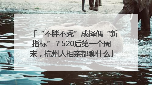 “不胖不秃”成择偶“新指标”？520后第一个周末，杭州人相亲都聊什么