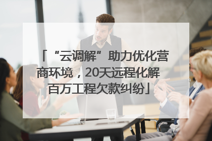 “云调解”助力优化营商环境，20天远程化解百万工程欠款纠纷