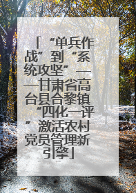 “单兵作战”到“系统攻坚”——甘肃省高台县合黎镇“四化一评”激活农村党员管理新引擎