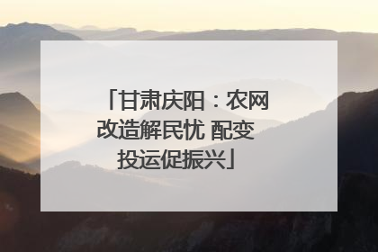 甘肃庆阳：农网改造解民忧 配变投运促振兴