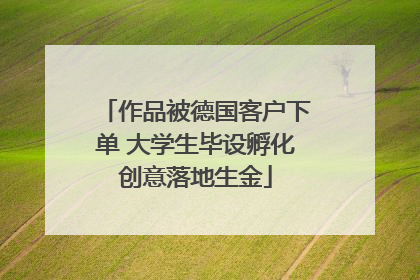 作品被德国客户下单 大学生毕设孵化创意落地生金