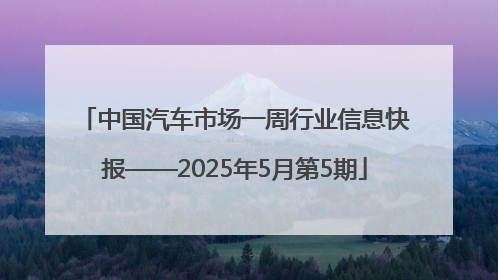 中国汽车市场一周行业信息快报——2025年5月第5期