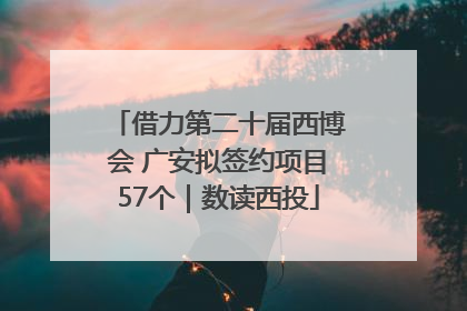 借力第二十届西博会 广安拟签约项目57个｜数读西投