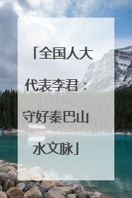 全国人大代表李君：守好秦巴山水文脉