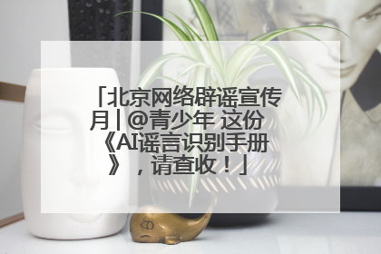 北京网络辟谣宣传月│@青少年 这份《AI谣言识别手册》，请查收！