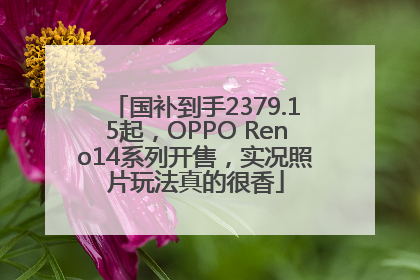 国补到手2379.15起，OPPO Reno14系列开售，实况照片玩法真的很香