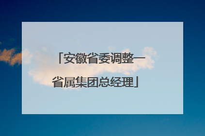 安徽省委调整一省属集团总经理