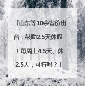 山东等10余省份出台：鼓励2.5天休假！每周上4.5天、休2.5天，可行吗？