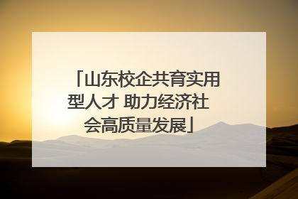 山东校企共育实用型人才 助力经济社会高质量发展