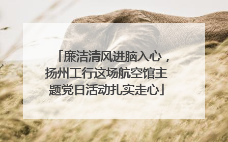 廉洁清风进脑入心，扬州工行这场航空馆主题党日活动扎实走心
