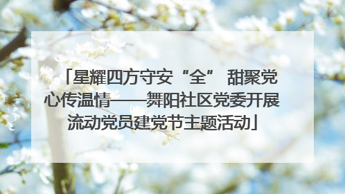 星耀四方守安“全” 甜聚党心传温情——舞阳社区党委开展流动党员建党节主题活动