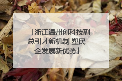 浙江温州创科技副总引才新机制 塑民企发展新优势
