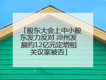 股东大会上中小股东发力反对 漳州发展约12亿元定增相关议案被否
