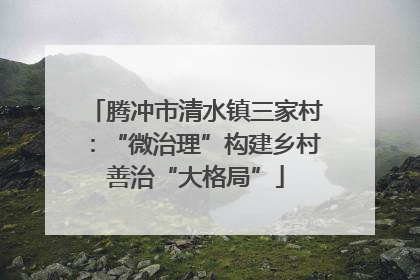 腾冲市清水镇三家村：“微治理”构建乡村善治“大格局”
