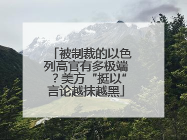 被制裁的以色列高官有多极端？美方“挺以”言论越抹越黑