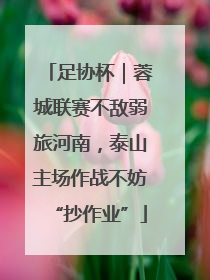 足协杯｜蓉城联赛不敌弱旅河南，泰山主场作战不妨“抄作业”