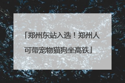 郑州东站入选！郑州人可带宠物猫狗坐高铁
