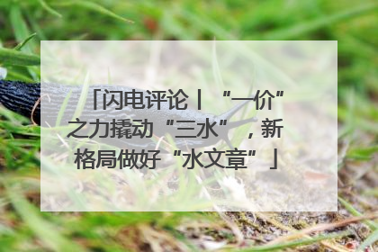 闪电评论丨“一价”之力撬动“三水”，新格局做好“水文章”