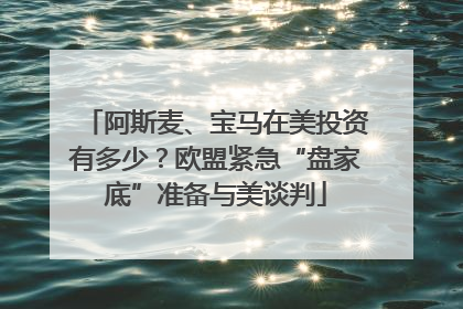 阿斯麦、宝马在美投资有多少？欧盟紧急“盘家底”准备与美谈判
