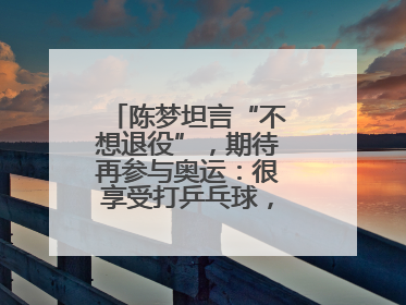 陈梦坦言“不想退役”，期待再参与奥运：很享受打乒乓球，在奥运会上是我最幸福的时候